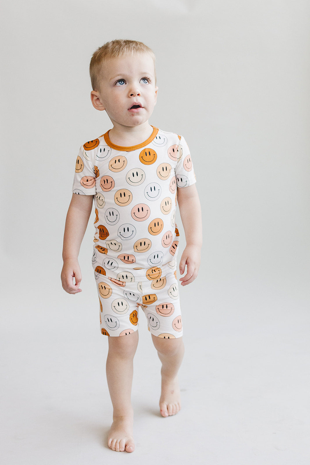 Smiley Bamboo Two Piece Shorts Set | Copper