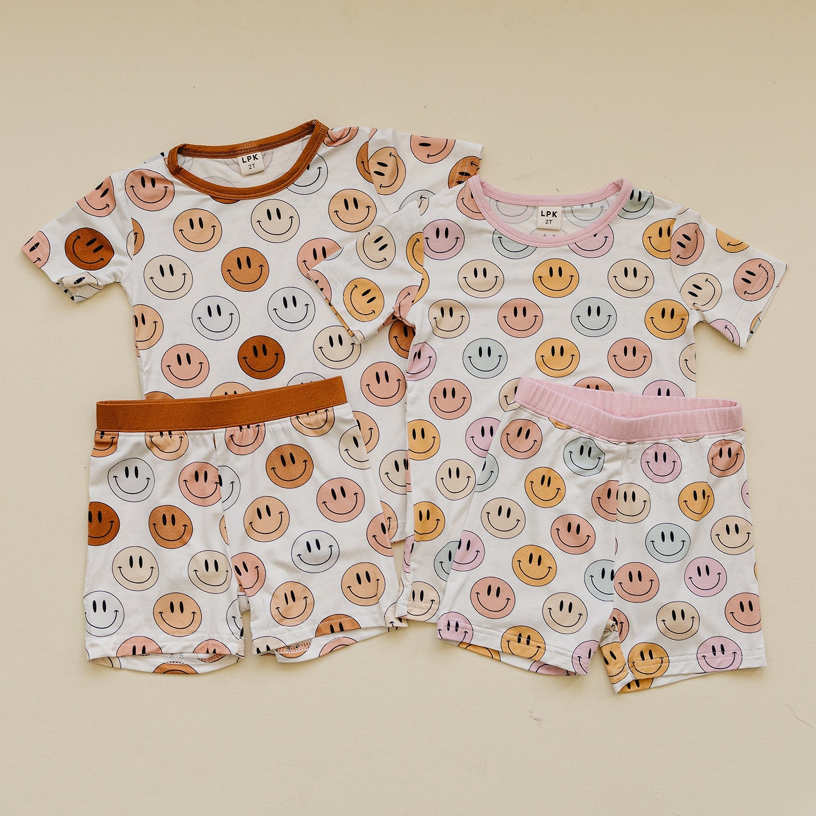 Smiley Bamboo Two Piece Shorts Set | Copper