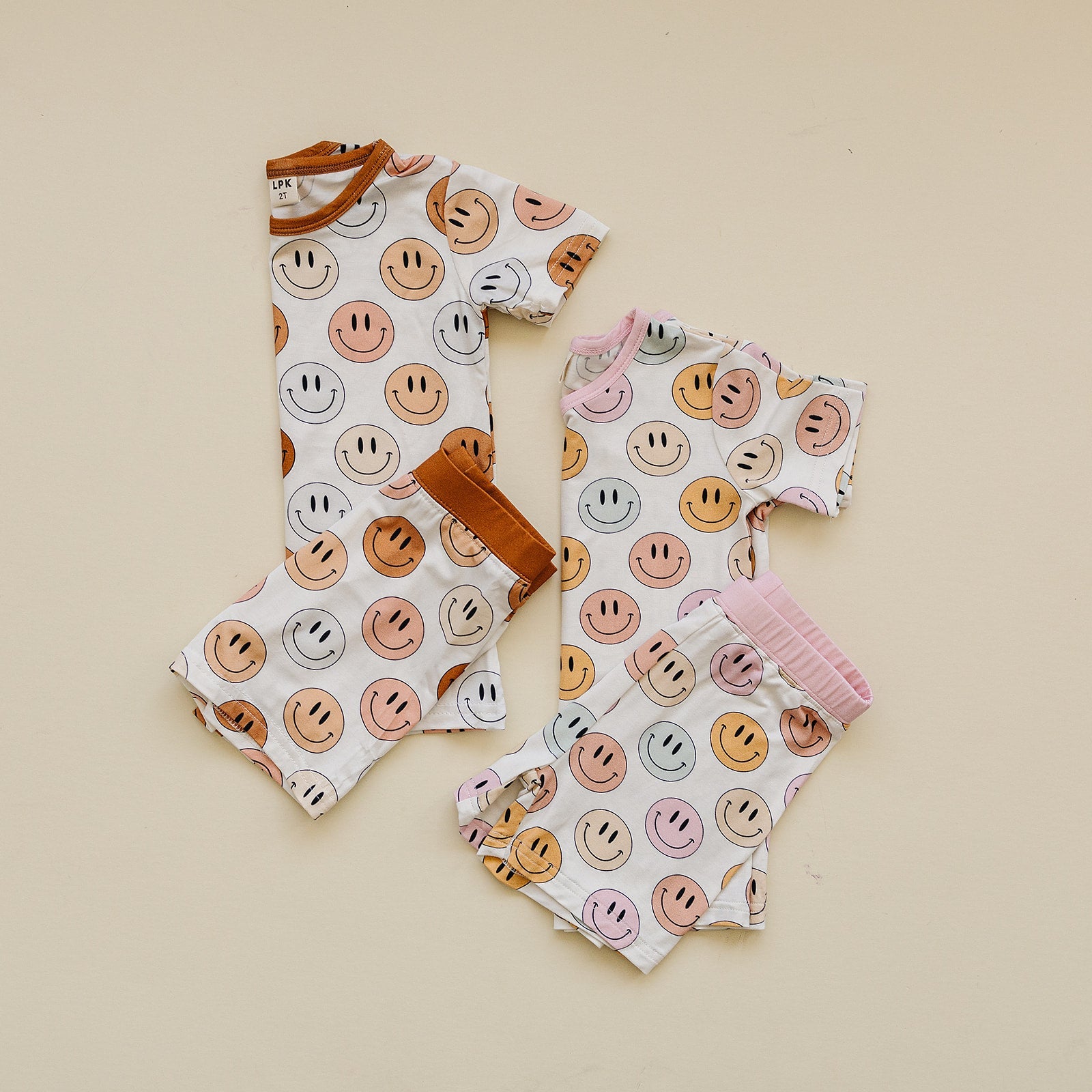Smiley Bamboo Two Piece Shorts Set | Copper
