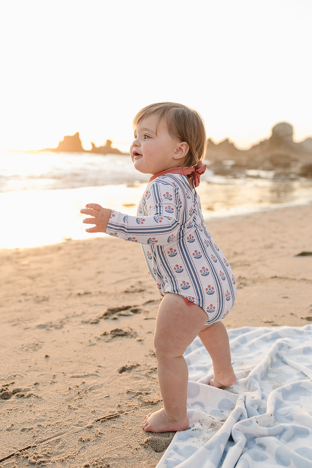 Block Print Floral One Piece Swimsuit