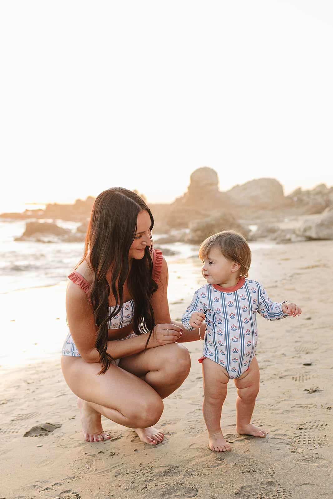Block Print Floral One Piece Swimsuit