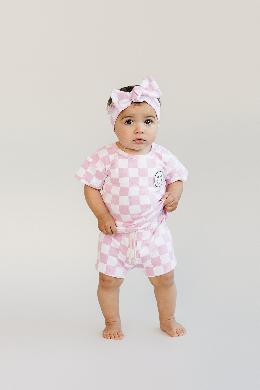 Checkered Shorts Set | Pink