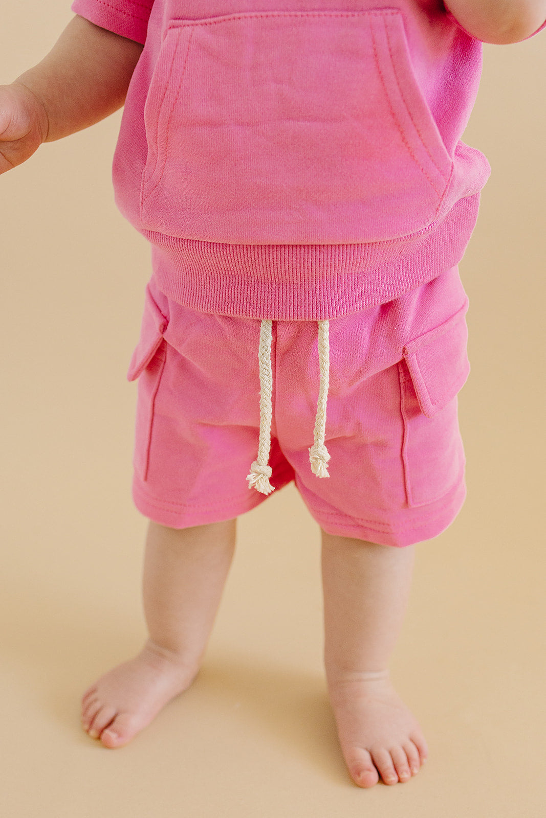 Terry Cargo Shorts Set | Pink