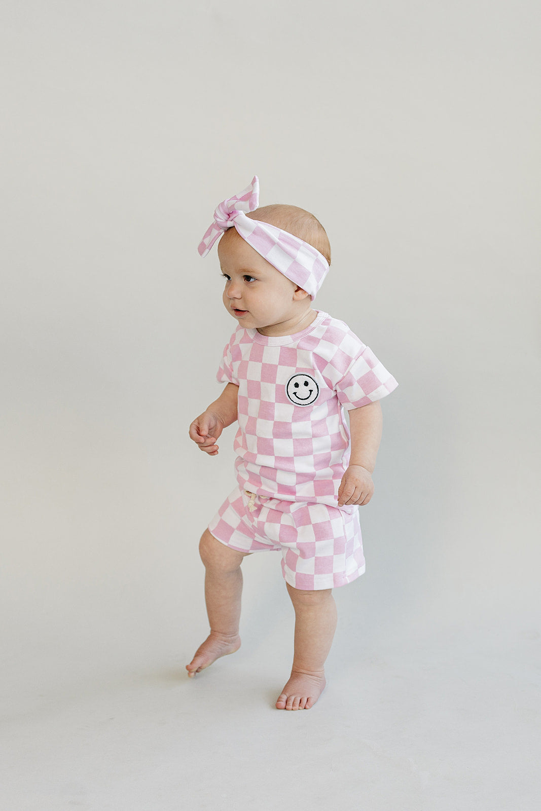 Checkered Shorts Set | Pink