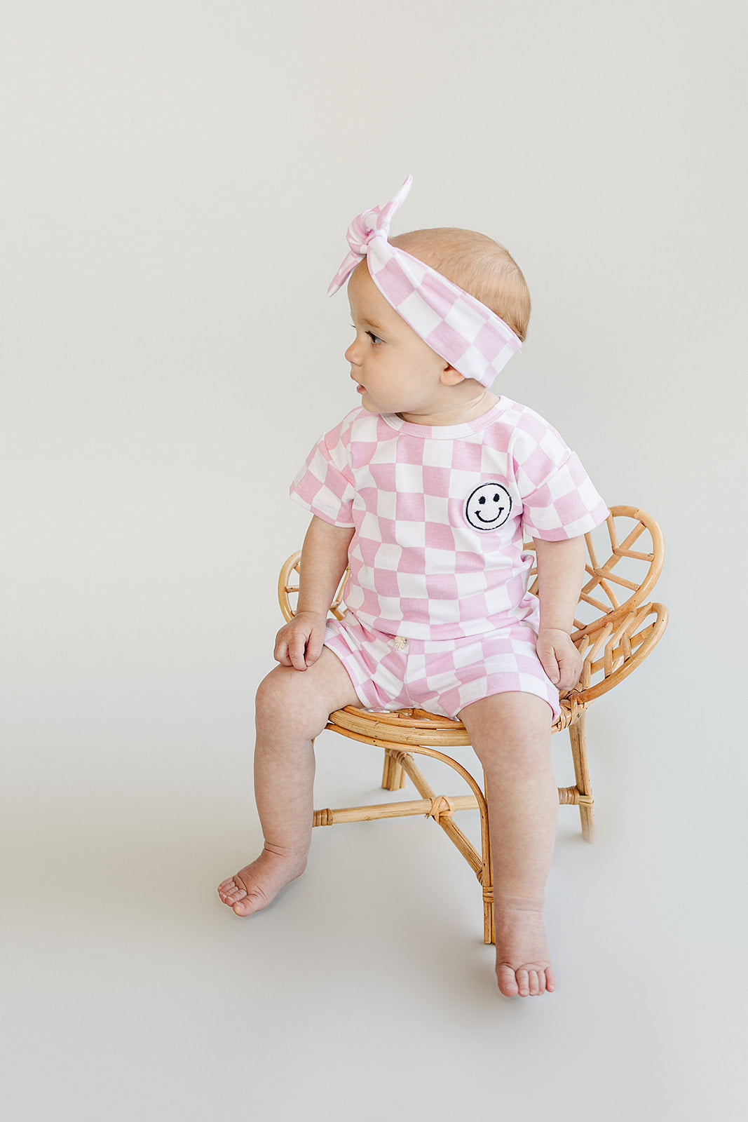 Checkered Shorts Set | Pink