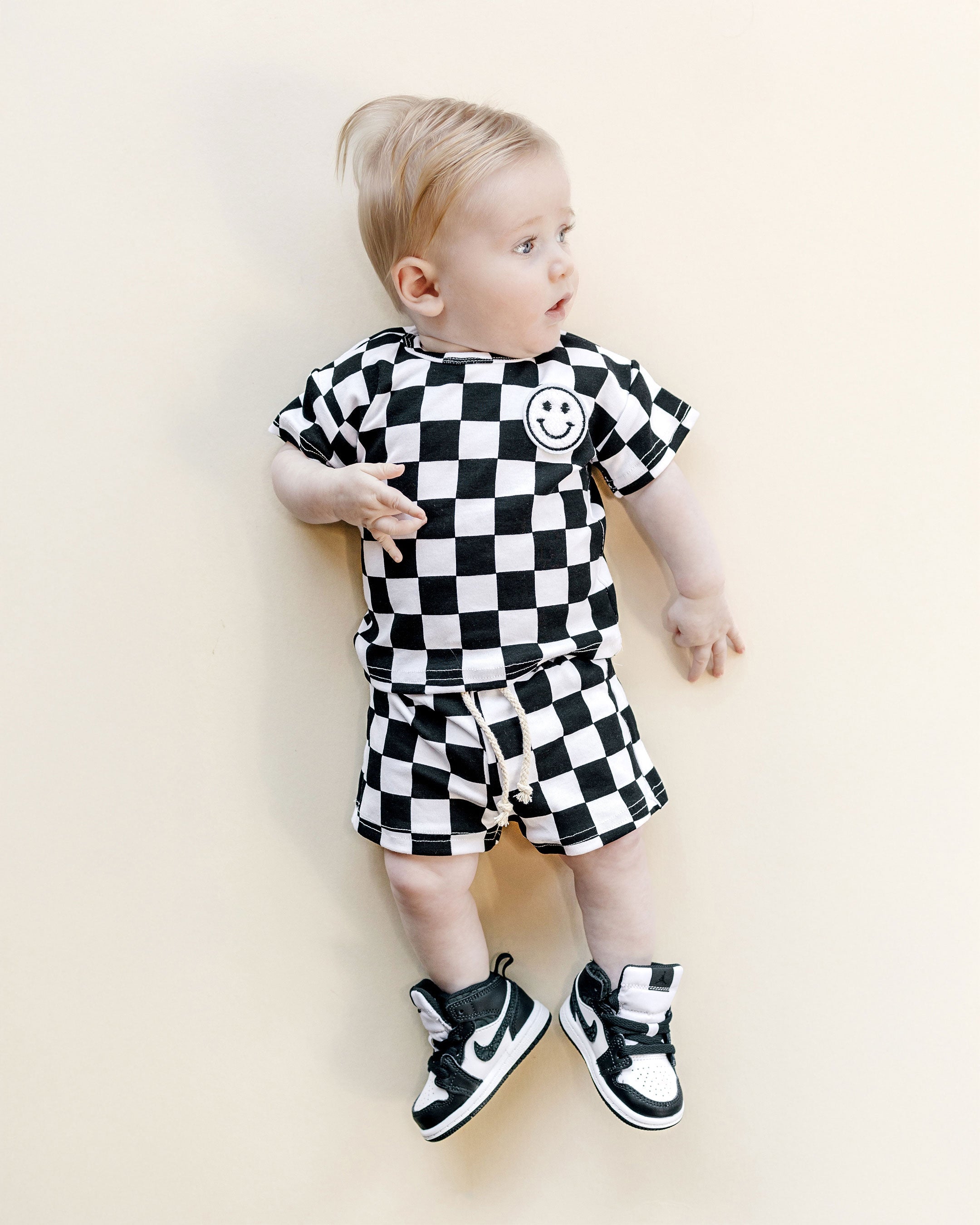 Checkered Shorts Set | Black