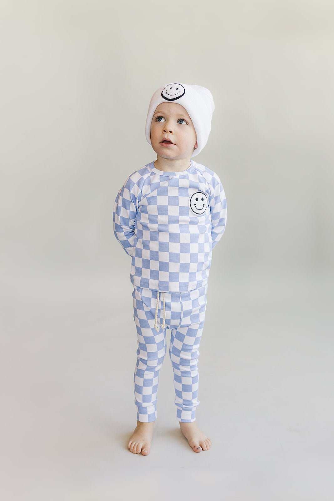 Checkered Smiley Lounge Set | Blue
