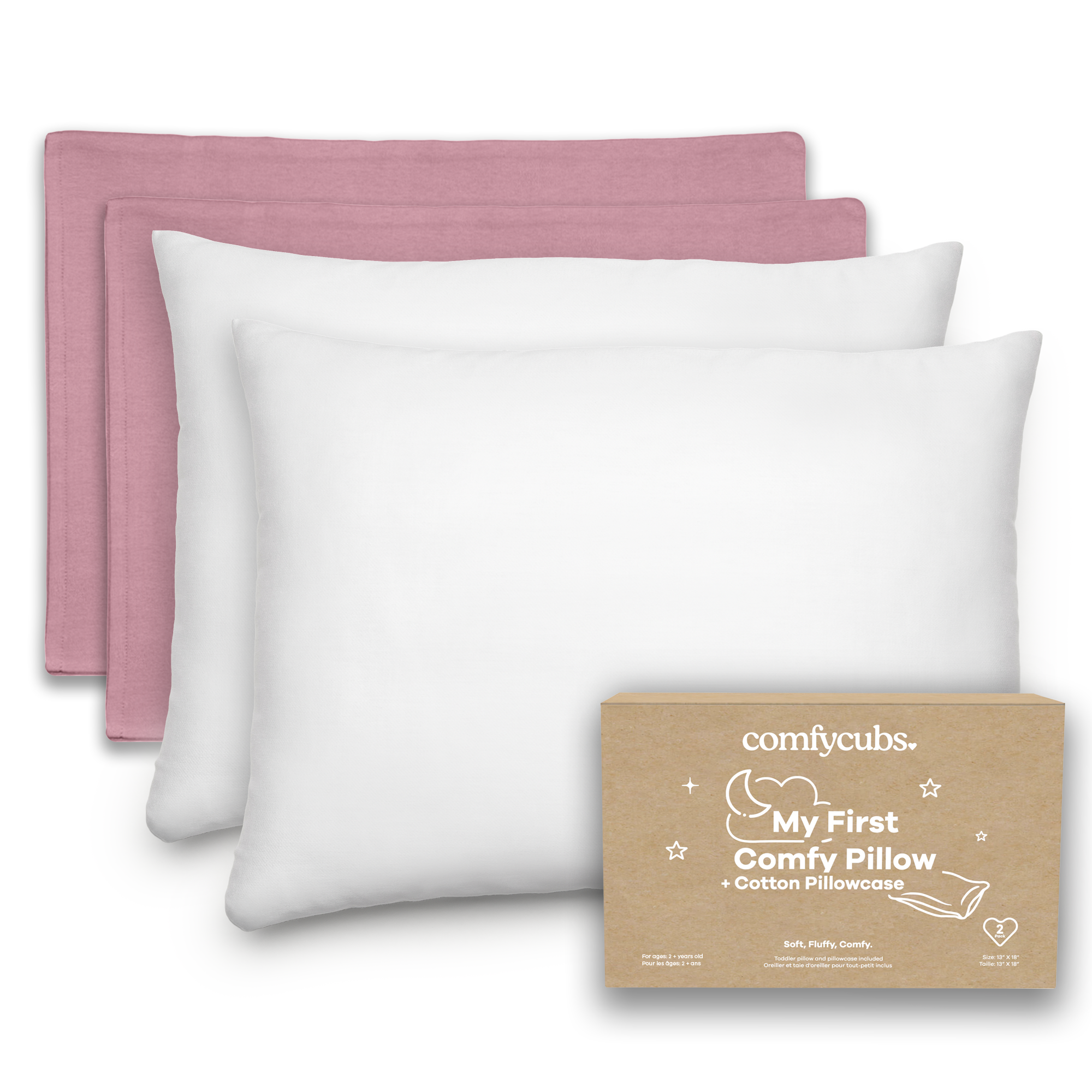 Toddler Pillows with Soft Cotton Pillow Case in Mauve