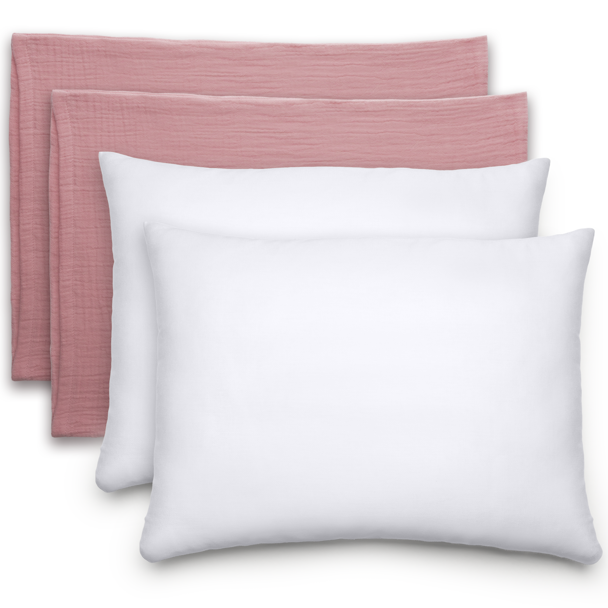 Toddler Pillows with Soft Muslin Pillow Case in Mauve