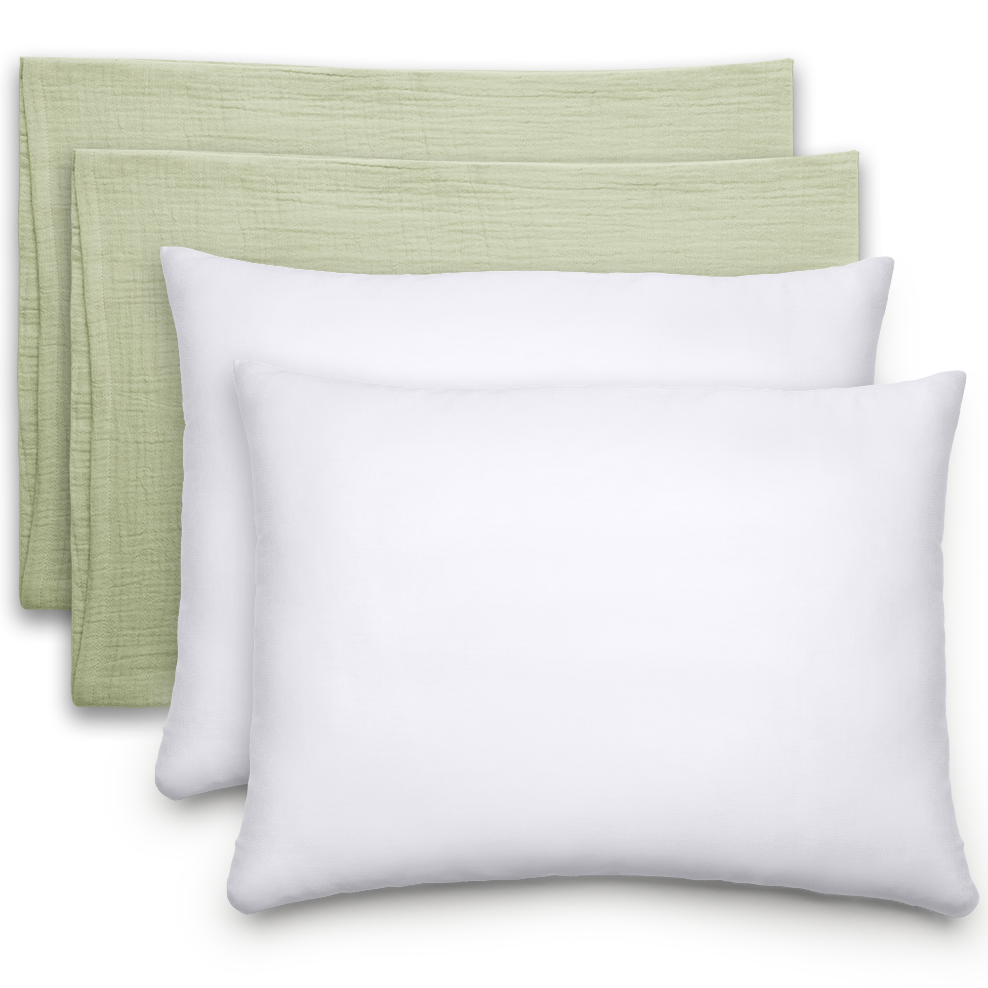 Toddler Pillows with Soft Muslin Pillow Case in Sage
