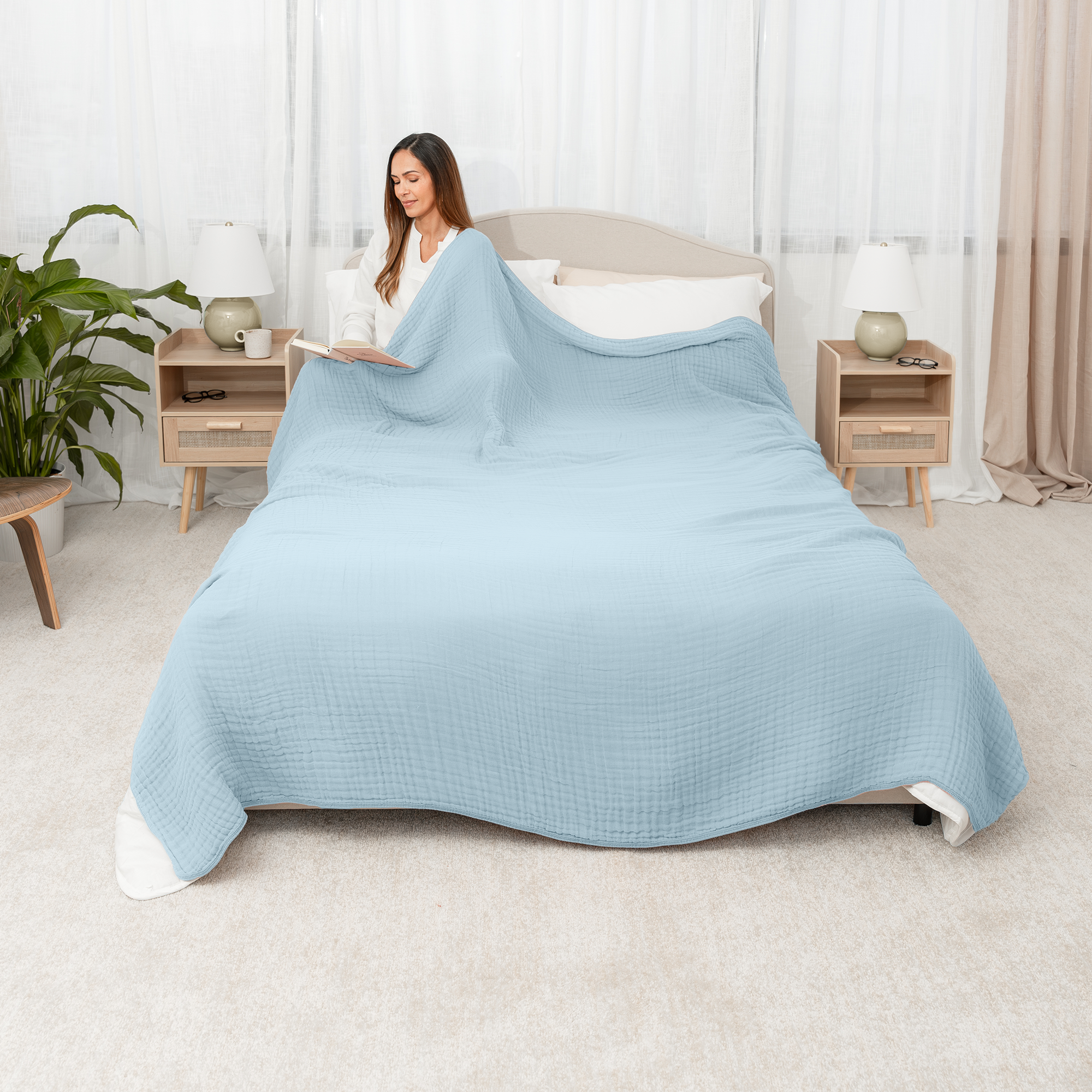 Adult Muslin Blanket by Comfy Cubs in Sky Blue