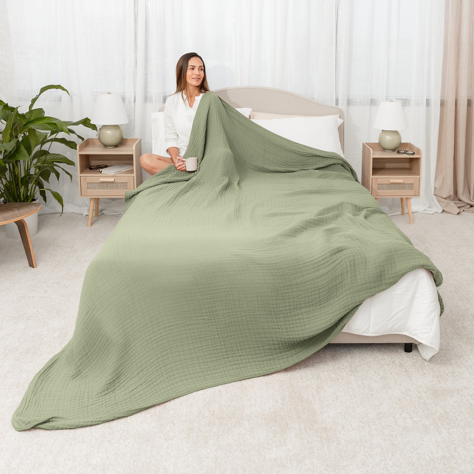 Adult Muslin Blanket in Sage