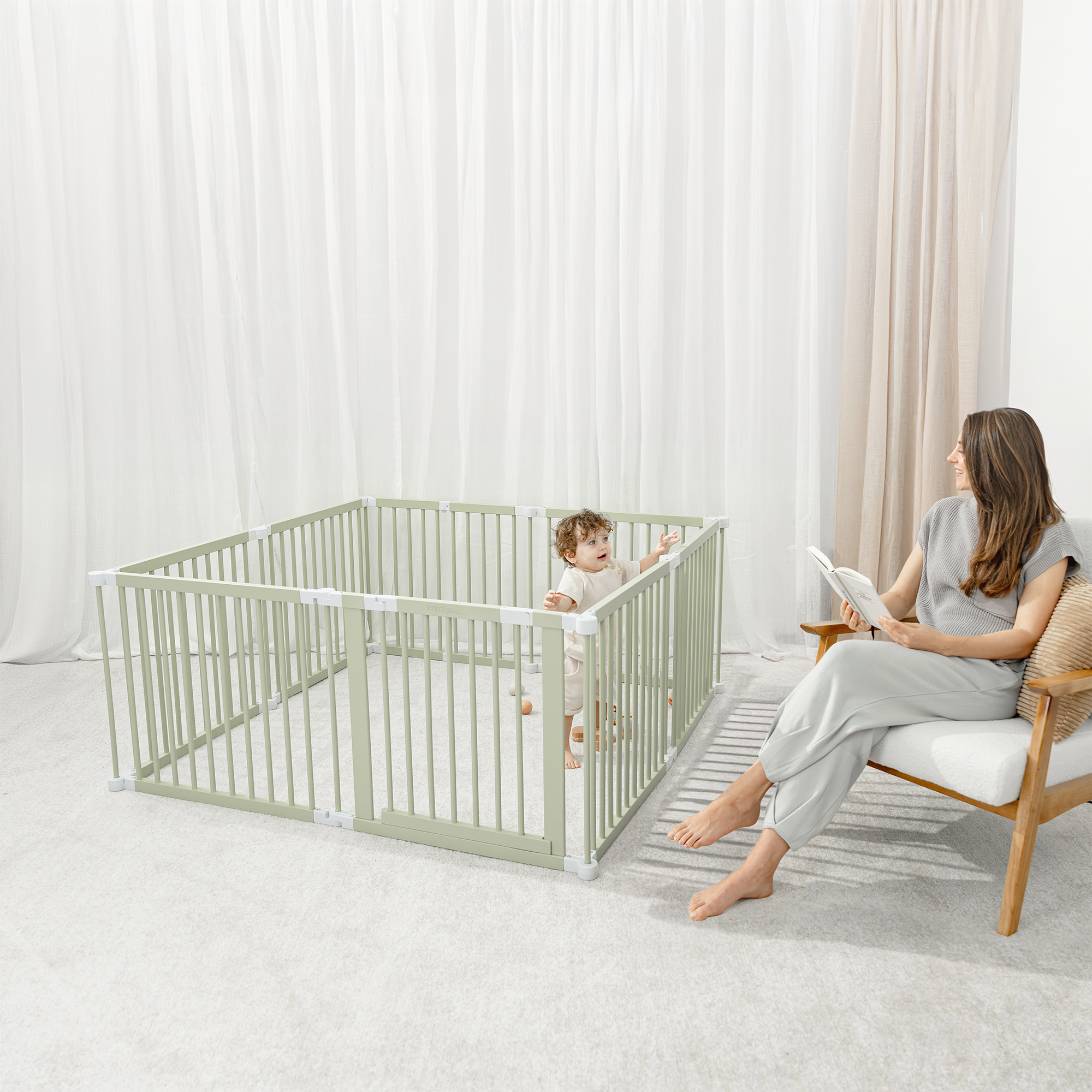 Playpen for Toddler and Babies by Comfy Cubs in Sage