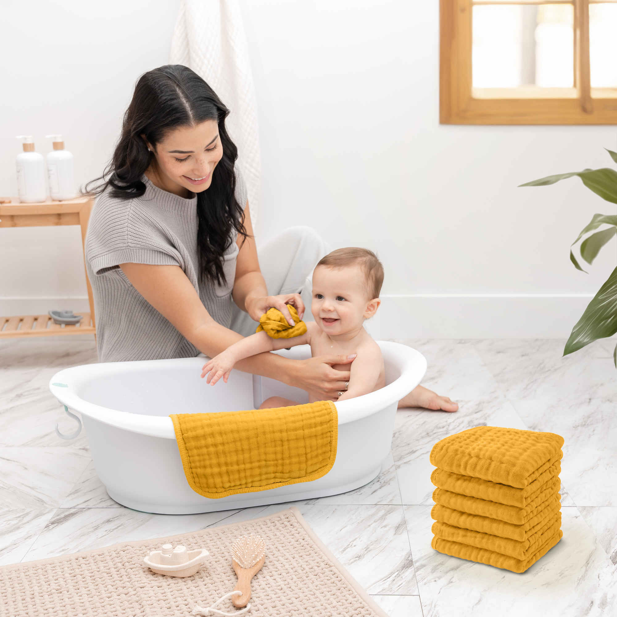 Muslin Washcloths by Comfy Cubs - Turmeric