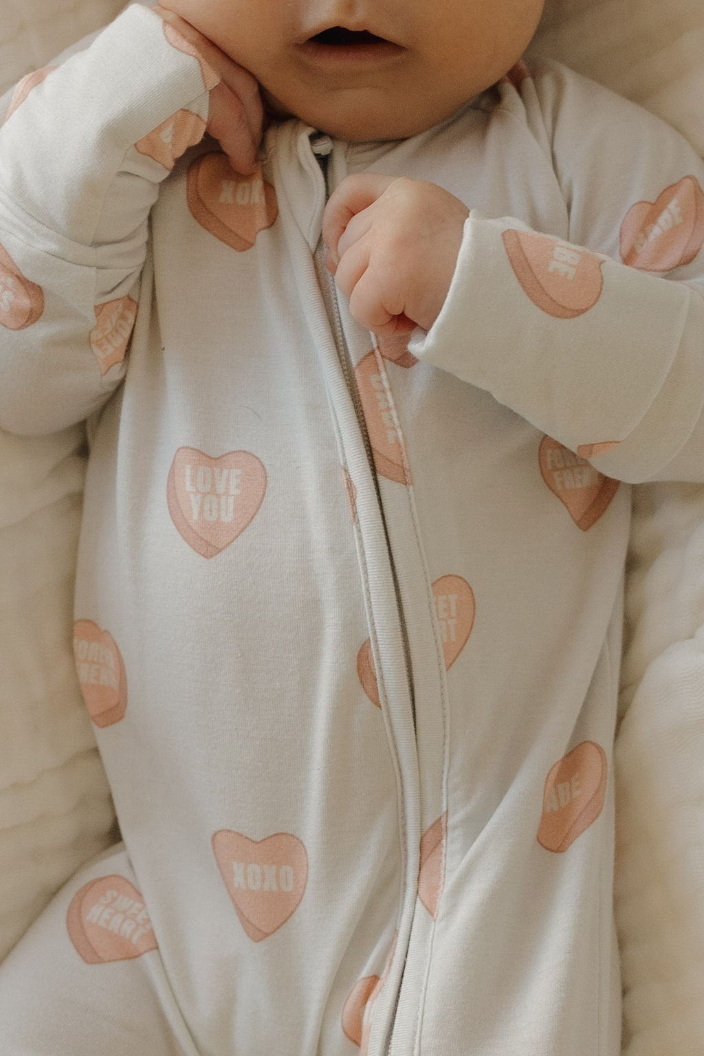 Bamboo Zip Pajamas | Love Notes - Grey