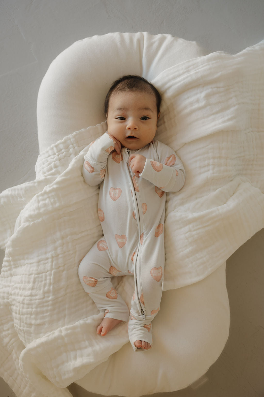 Bamboo Zip Pajamas | Love Notes - Grey