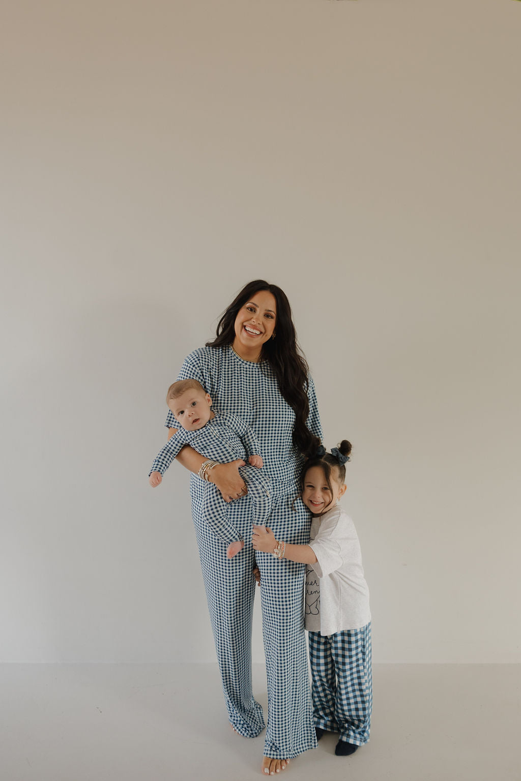 Women's Boxy Tee Lounge Set | Blue Gingham