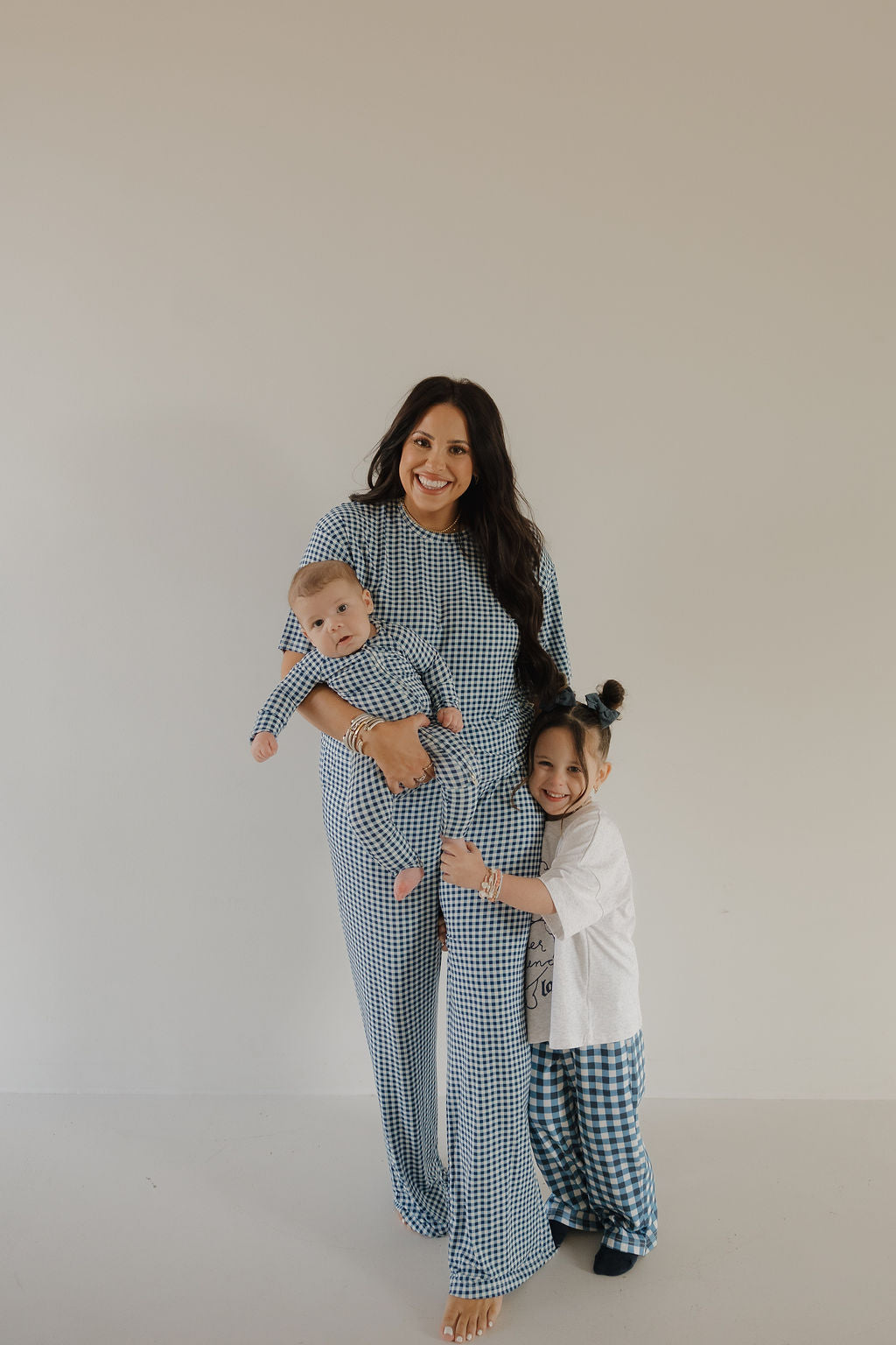 Women's Boxy Tee Lounge Set | Blue Gingham