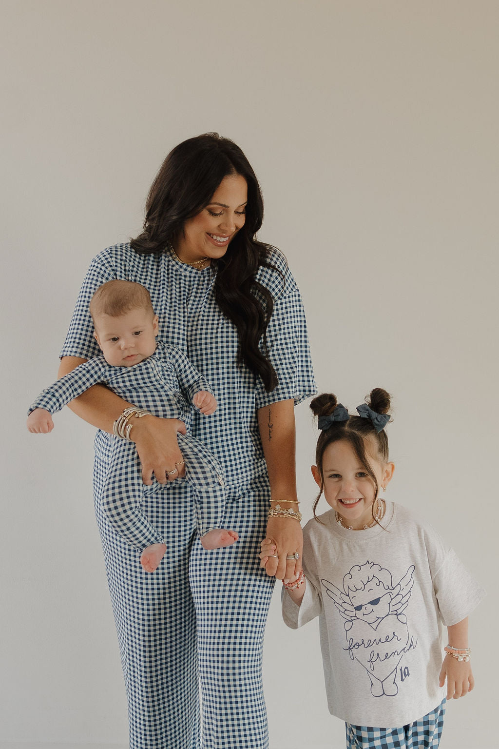 Women's Boxy Tee Lounge Set | Blue Gingham