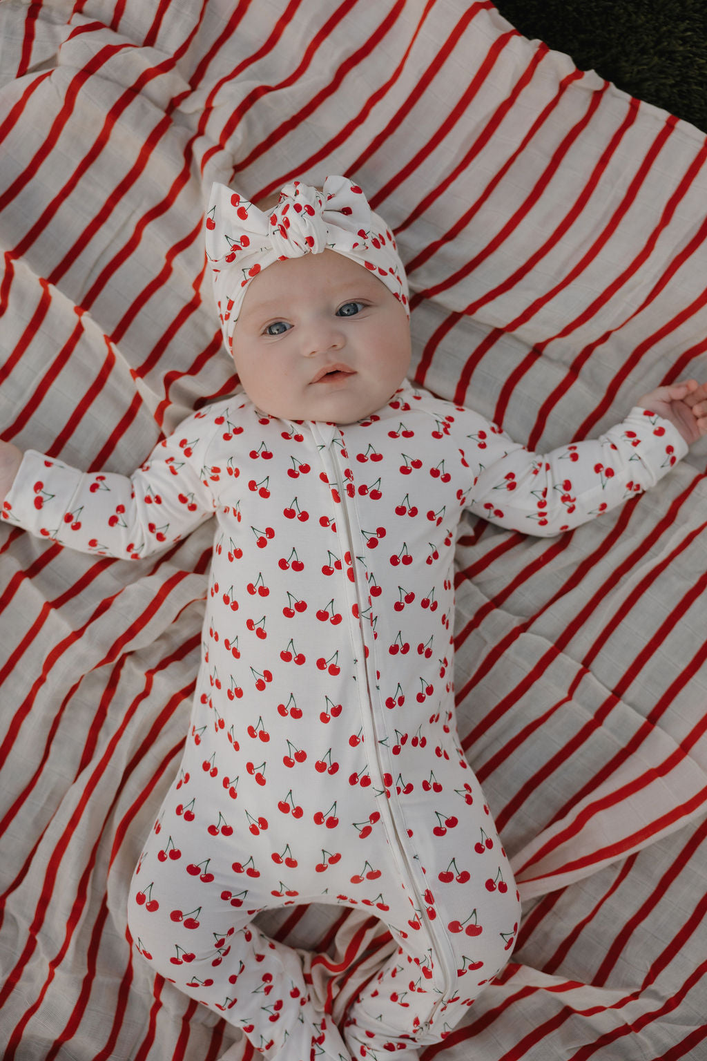 Bamboo Zip Pajamas | Sweetheart Cherries