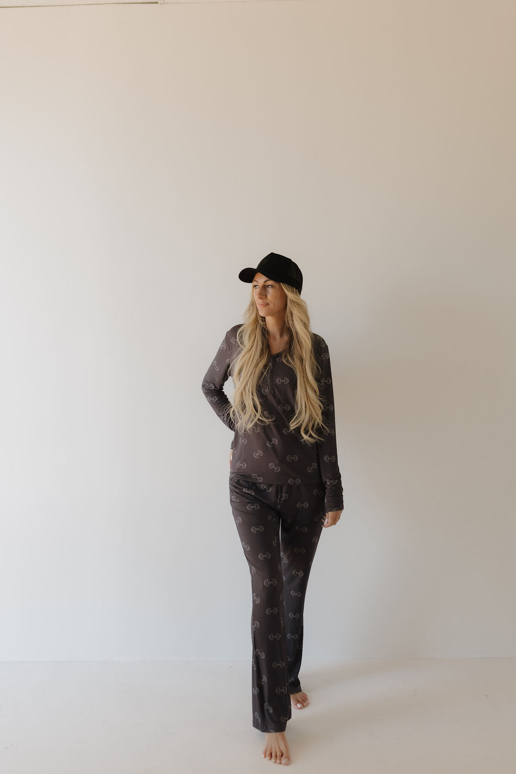 Women's Bamboo Pajama | Charcoal Arm Day