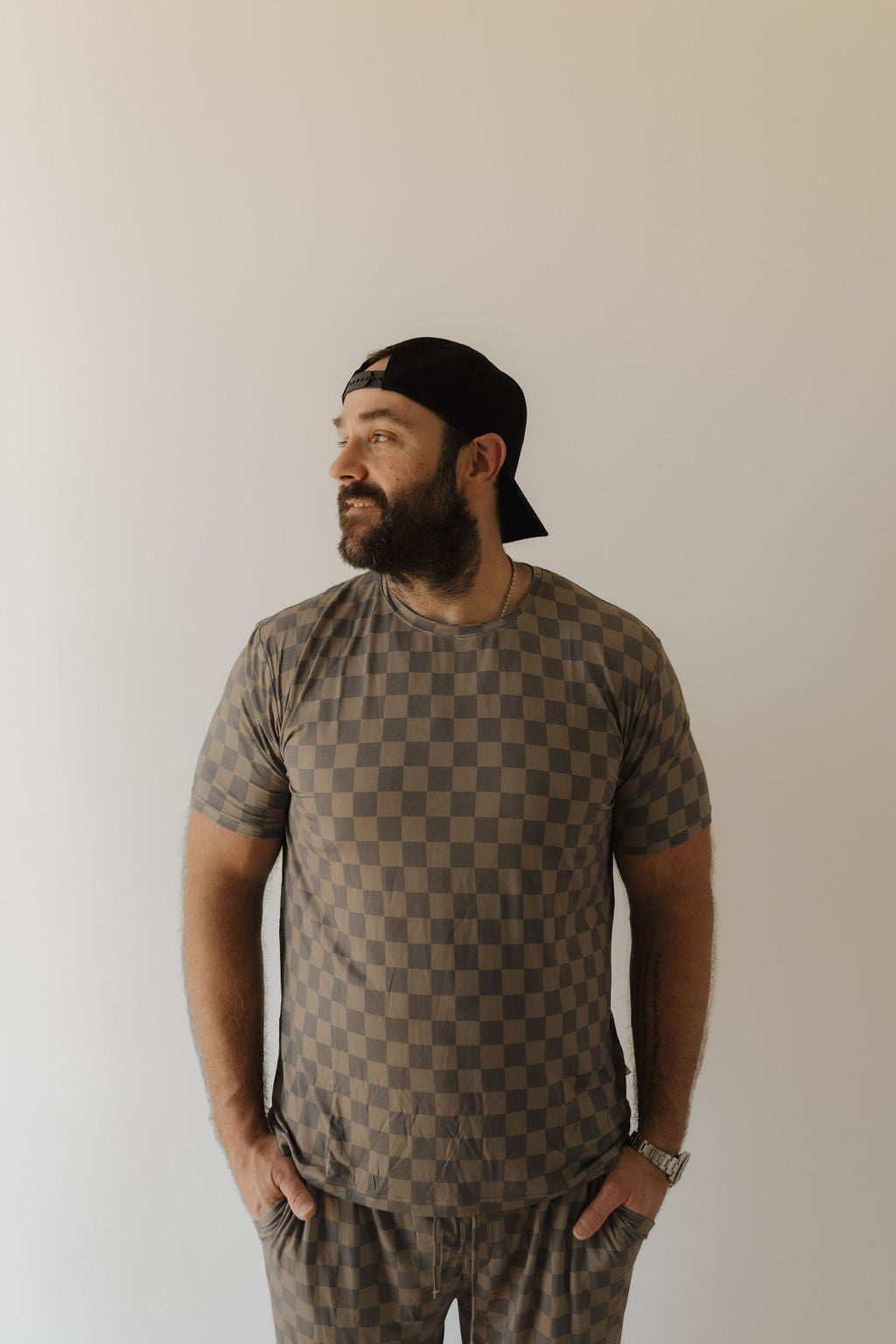 Men's Bamboo Short Sleeve Pajama | Faded Checkerboard