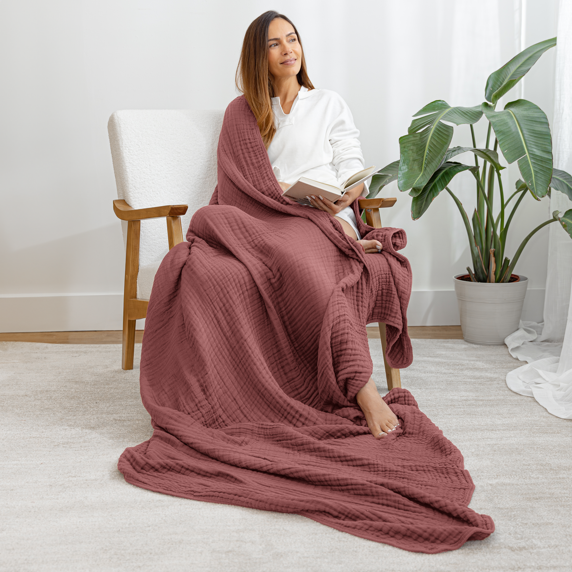 Adult Muslin Blanket by Comfy Cubs in Wine