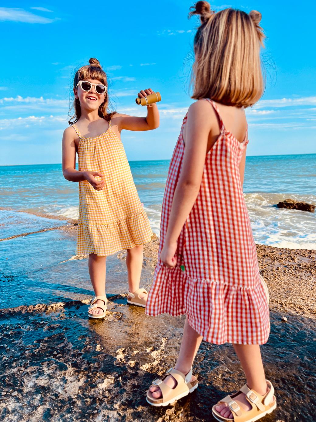 Misty Rose Linen Kid Dress - Natural/misty Rose