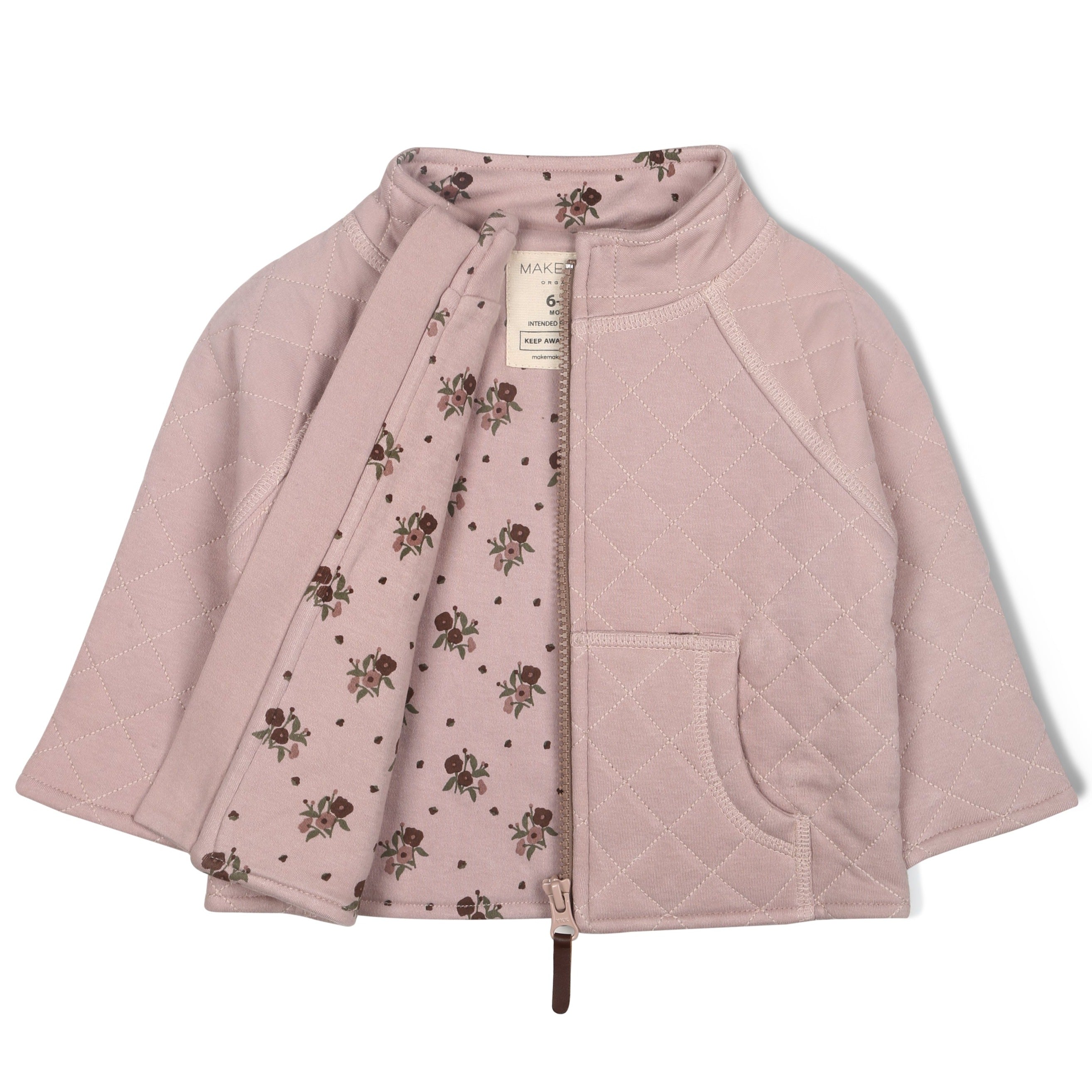 Organic Quilted Zipper Jacket - Rose