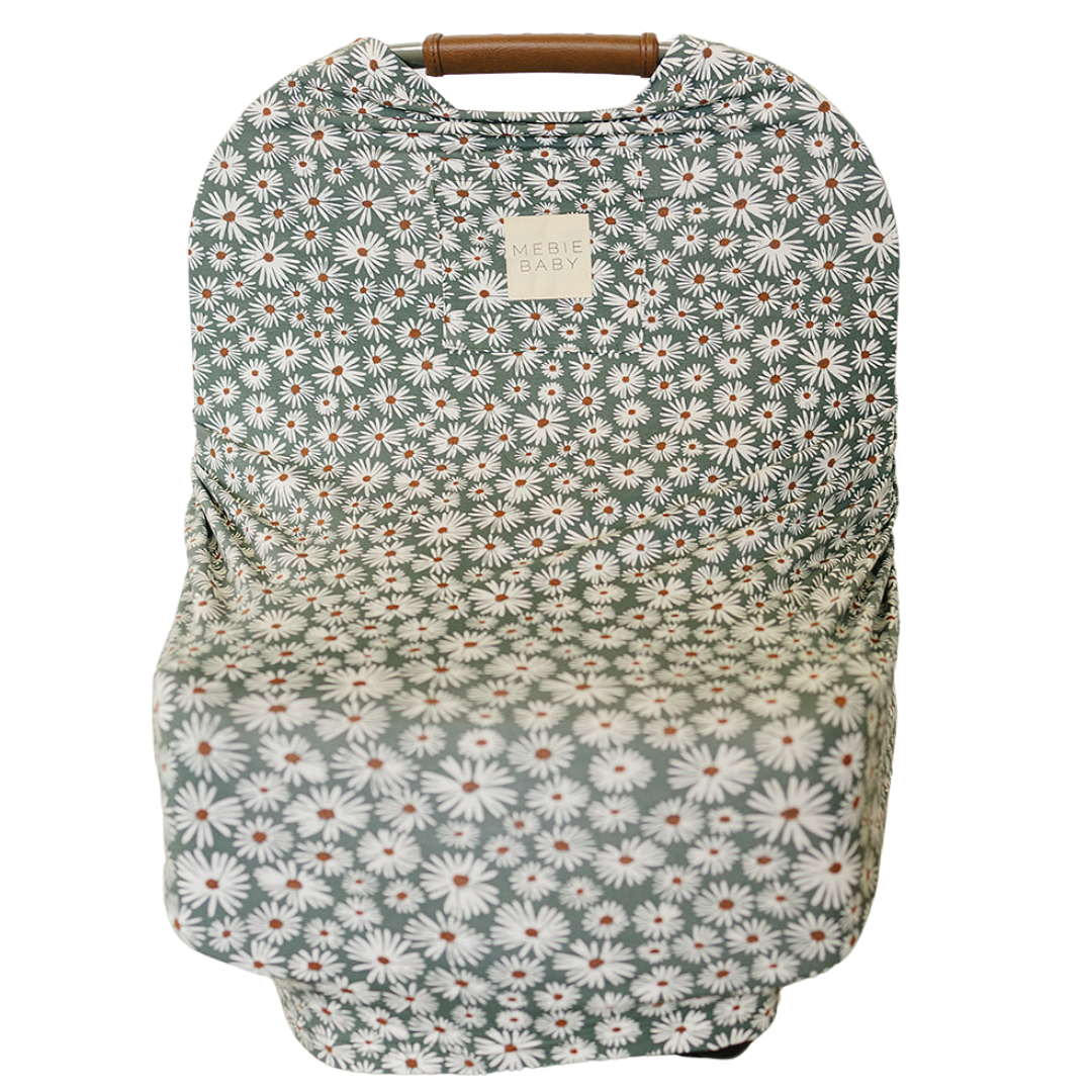 Dark Green Daisy Bamboo Multi-Use Cover  Mebie Baby   