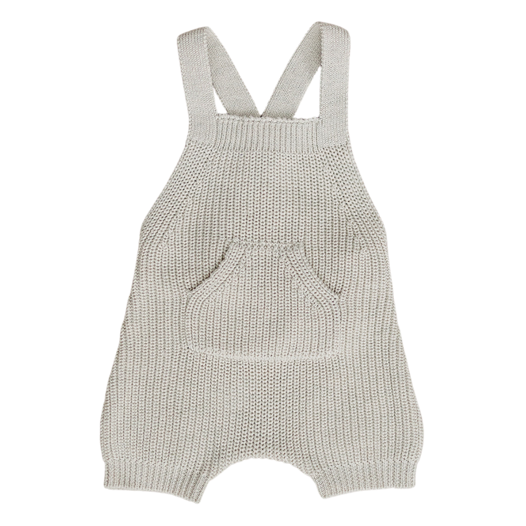 Oatmeal Pocket Knit Overalls  Mebie Baby   