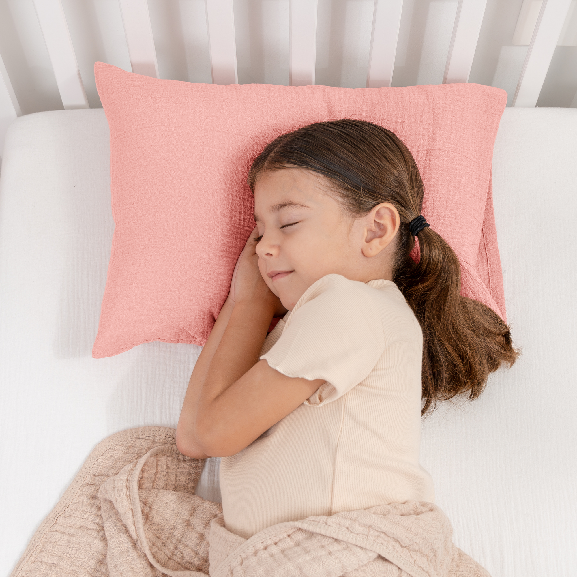 Toddler Pillows with Soft Muslin Pillow Case by Comfy Cubs - Bold Blush