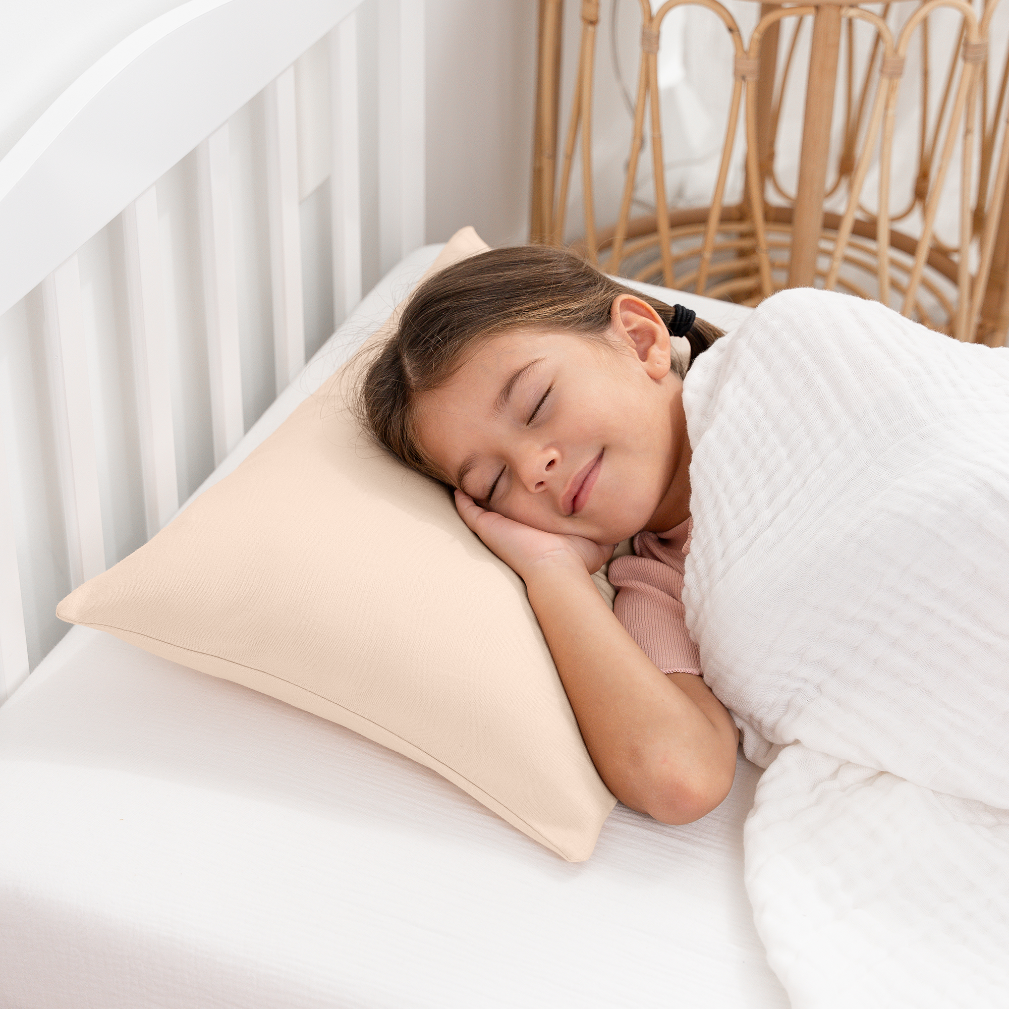 Toddler Pillows with Soft Cotton Pillow Case by Comfy Cubs - Cream