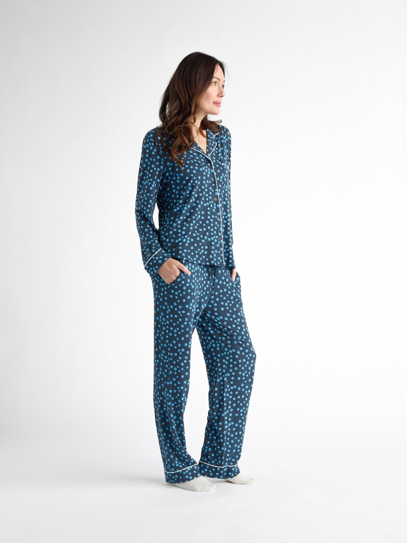 Women's Bamboo Stretch-Knit Long Sleeve Pajama Set