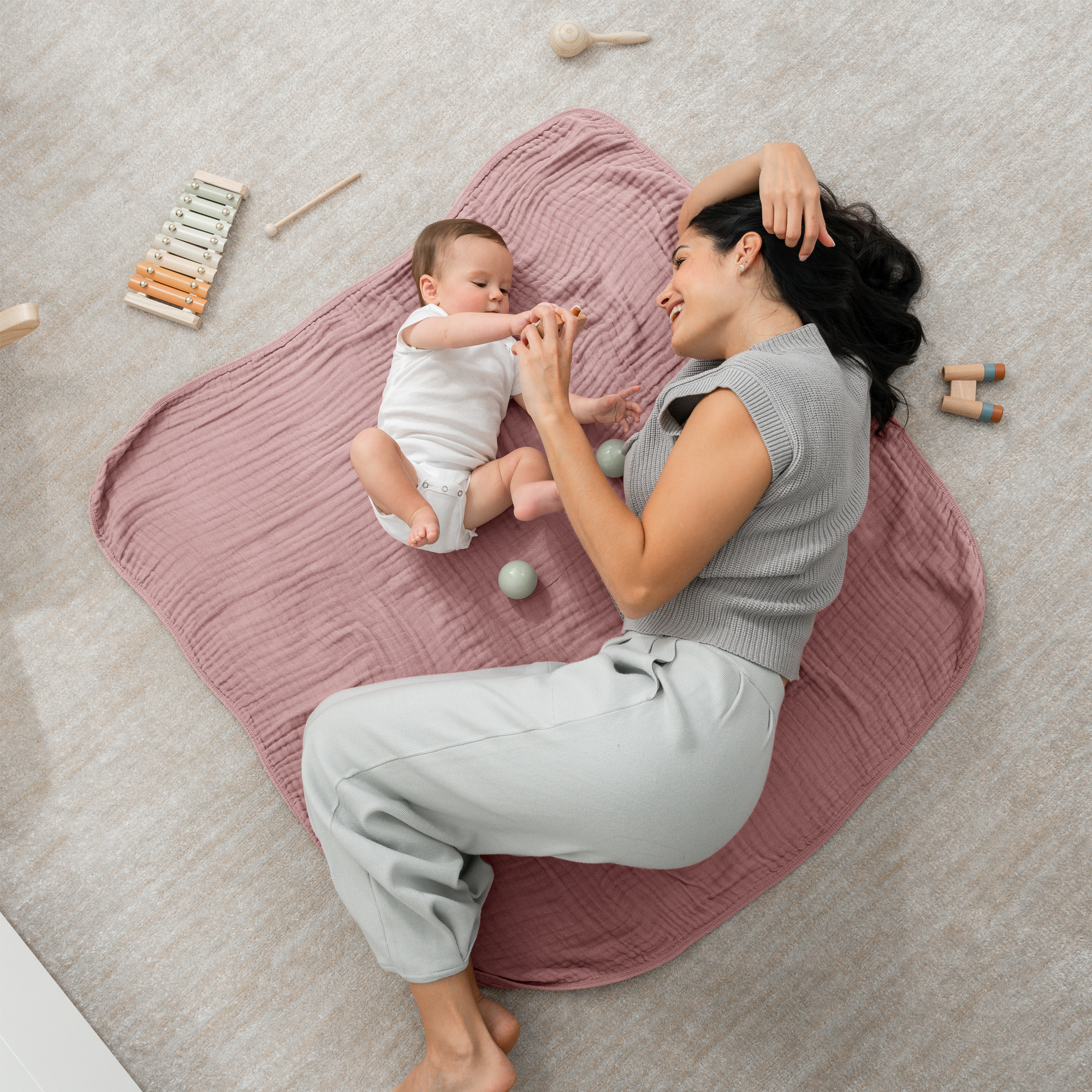 Baby Muslin Blanket by Comfy Cubs in Mauve