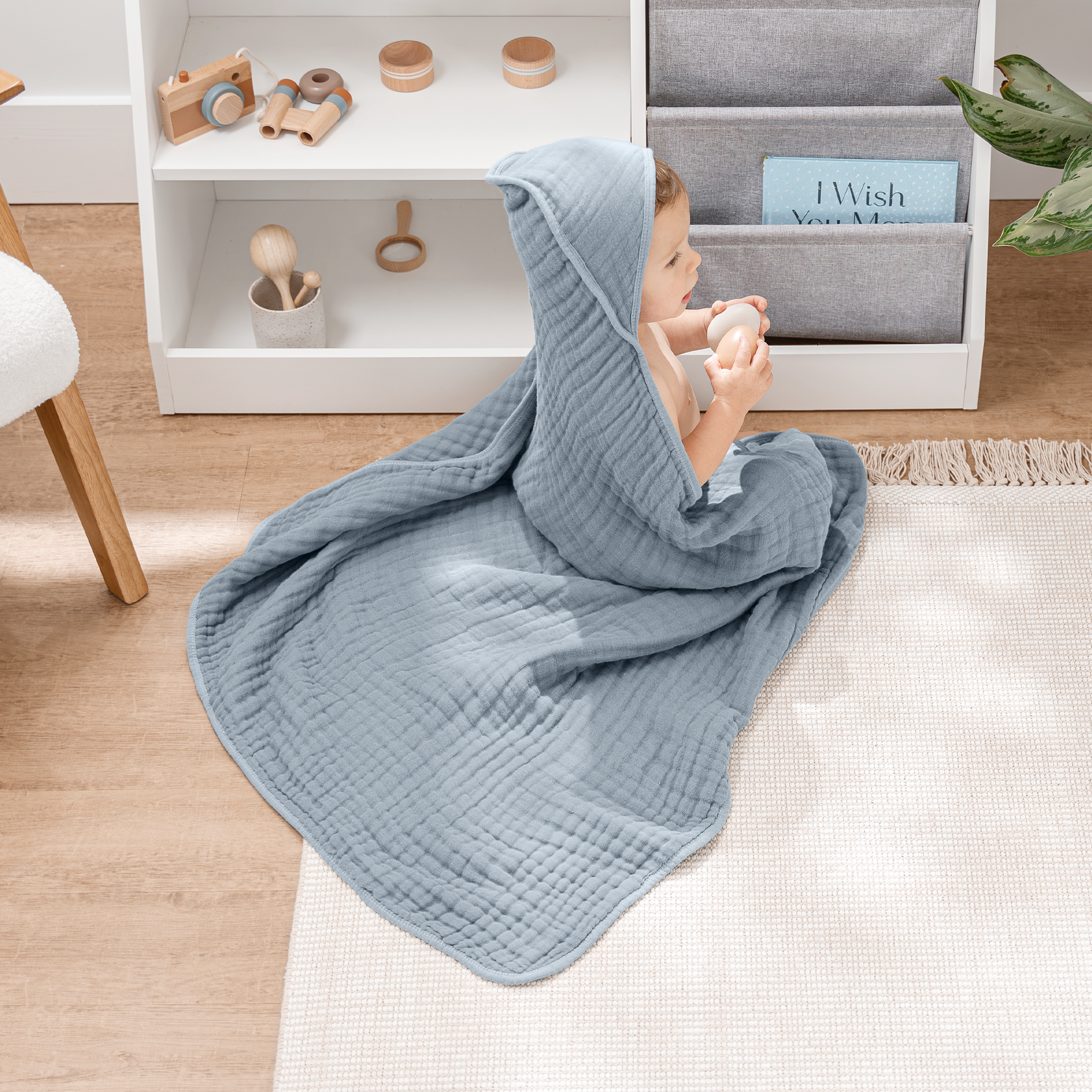 Baby Hooded Towels by Comfy Cubs - Pacific Blue & Fern