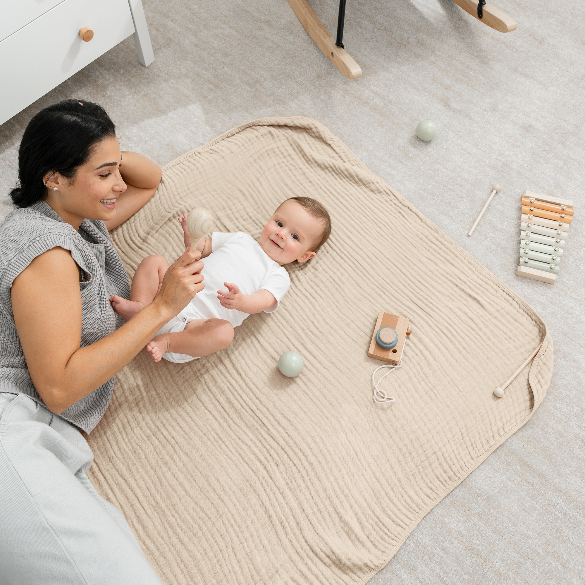 Baby Muslin Blanket by Comfy Cubs in Sand