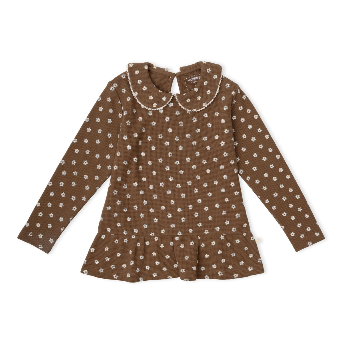 Organic Collar Peplum Top Set of 2 - Chestnut Bloom + Brown