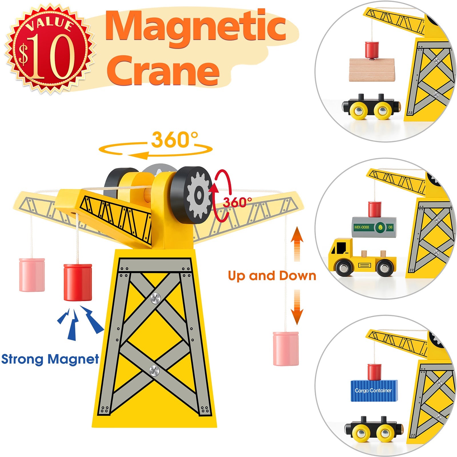 Tiny Land® Wooden Track Trains 55 Pcs