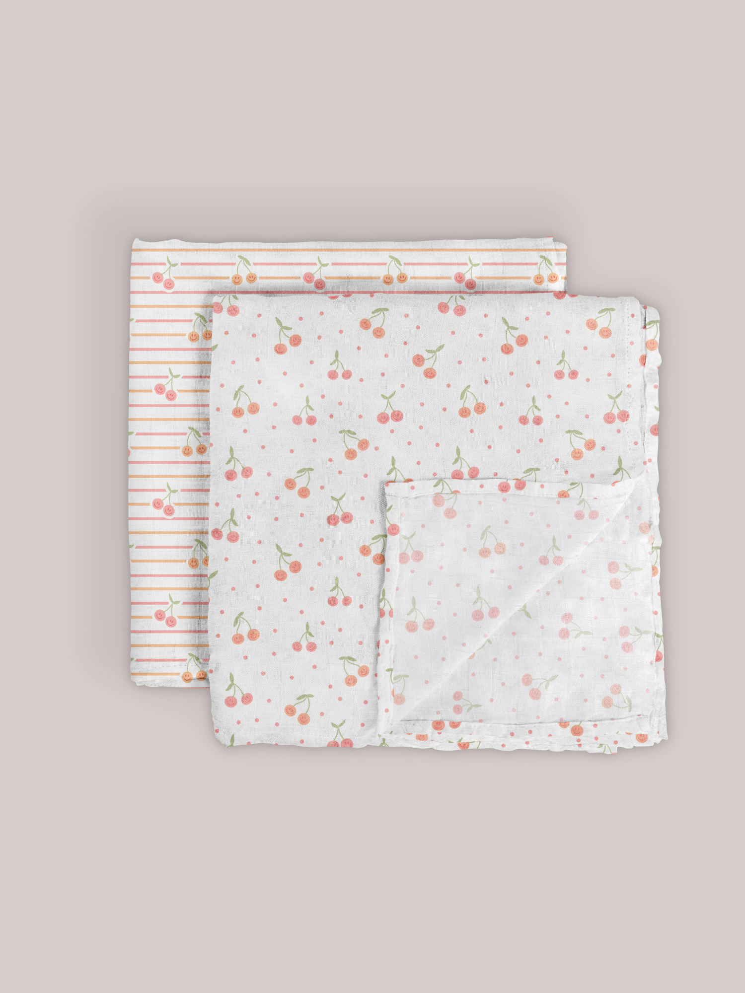 2-Pack Square Swaddle Blanket Set - Cherry Cute by Doodle By Meg