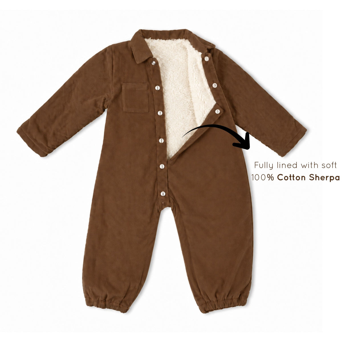 Organic Corduroy Sherpa Jumpsuit - Brown