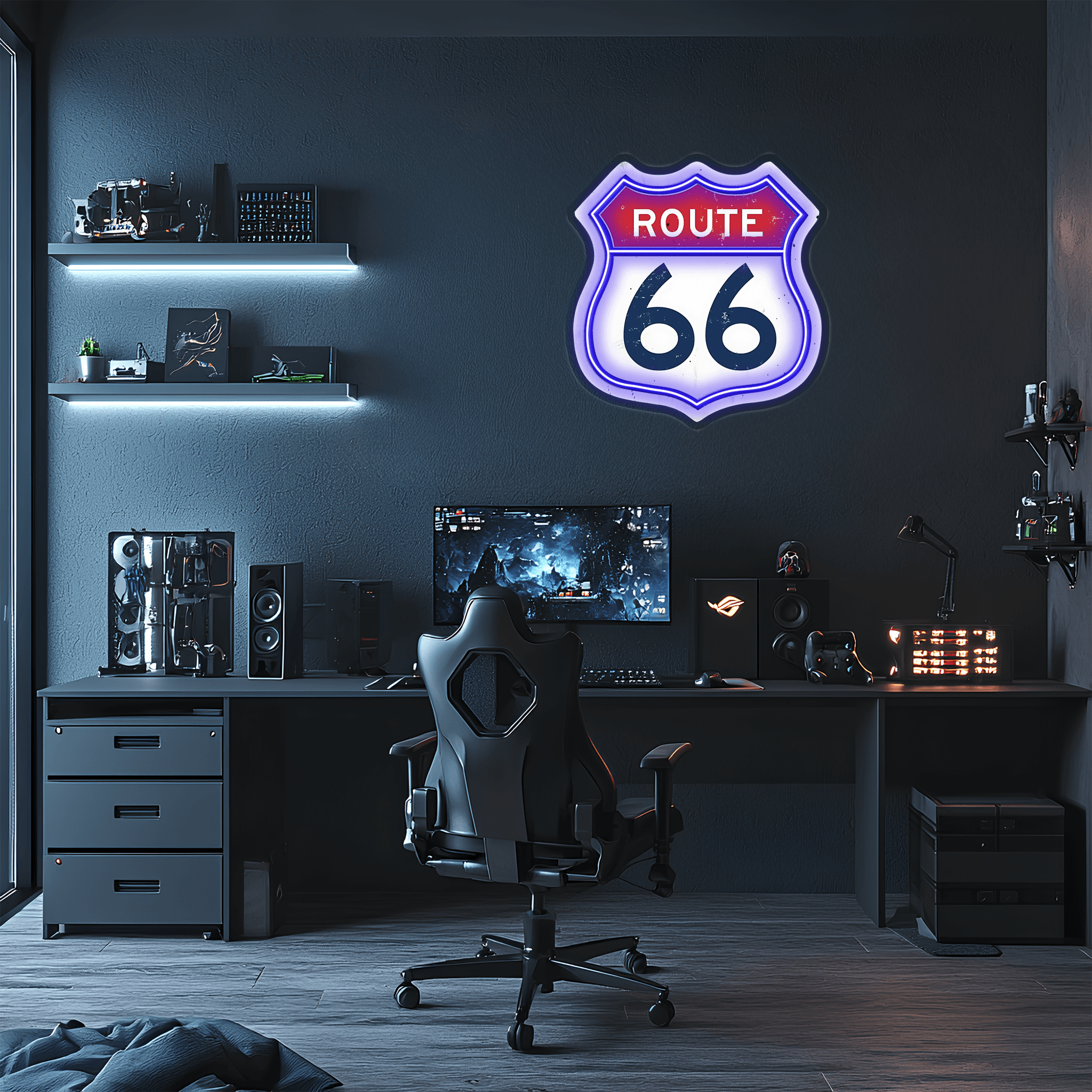 Route 66  Plexiglass Neon Art, Route 66   Neon Sign, Neon Light Sign, Neon Wall Art, Neon Sign, Neon Light Sign, Neon Gifts, Gamer Gifts
