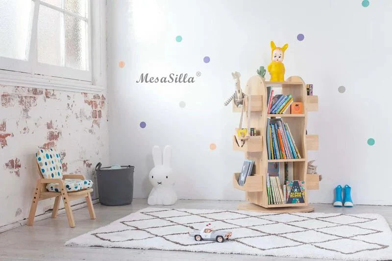 Mesasilla Solid Wood Rotating Bookshelf for Kids - 360 Degree Home Library  MesaSilla USA   