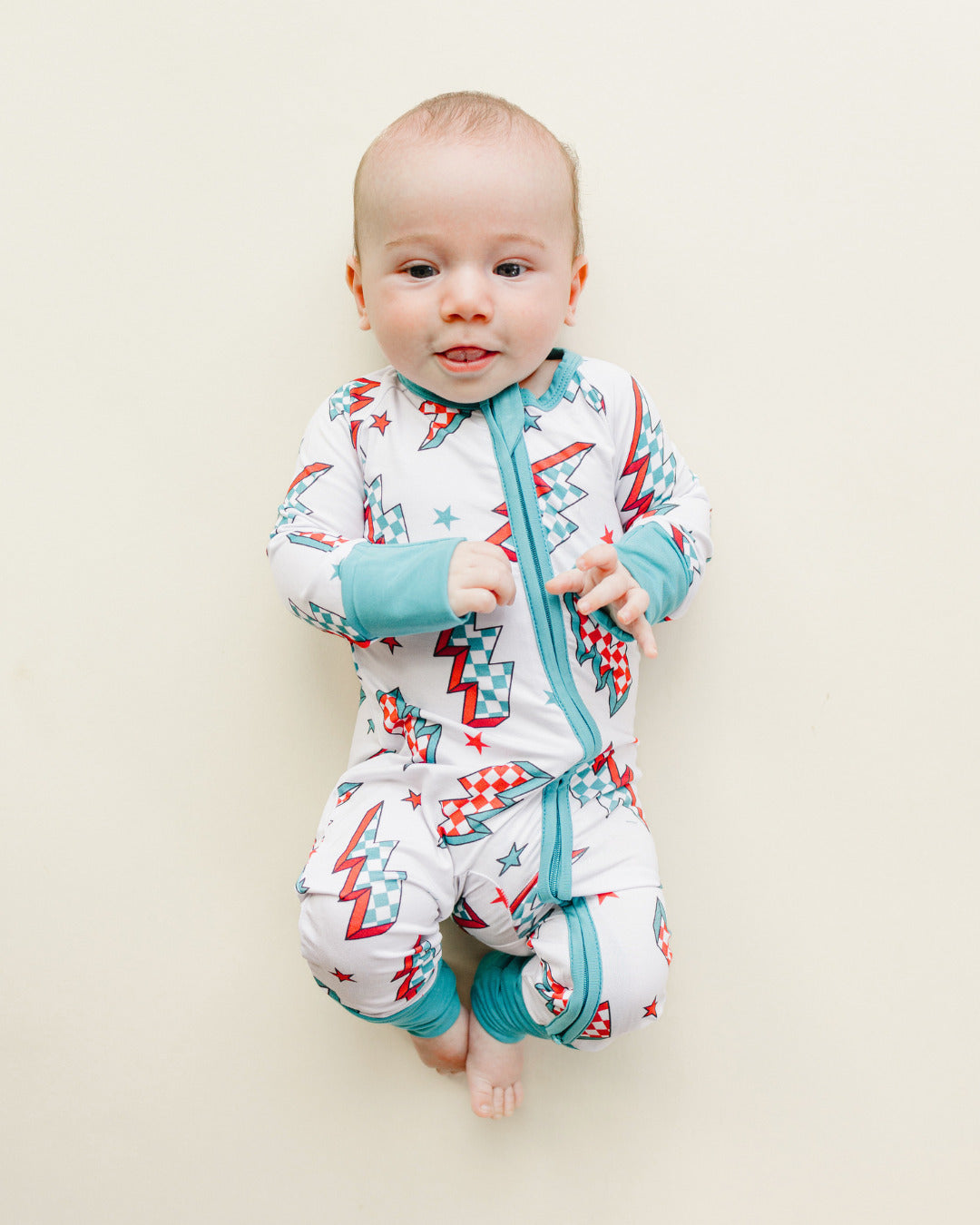 Bamboo Zip Romper | Checkered Bolts