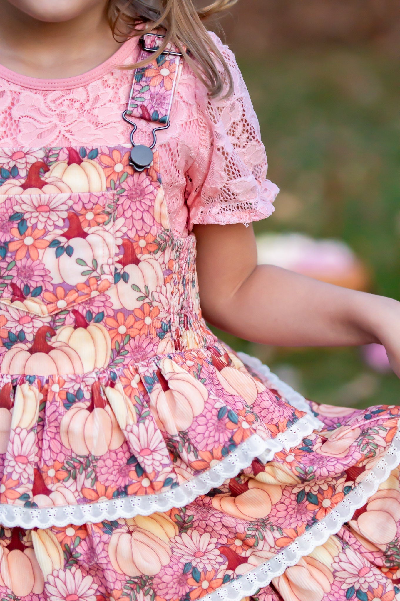 Harvest Blossom Overalls Dress