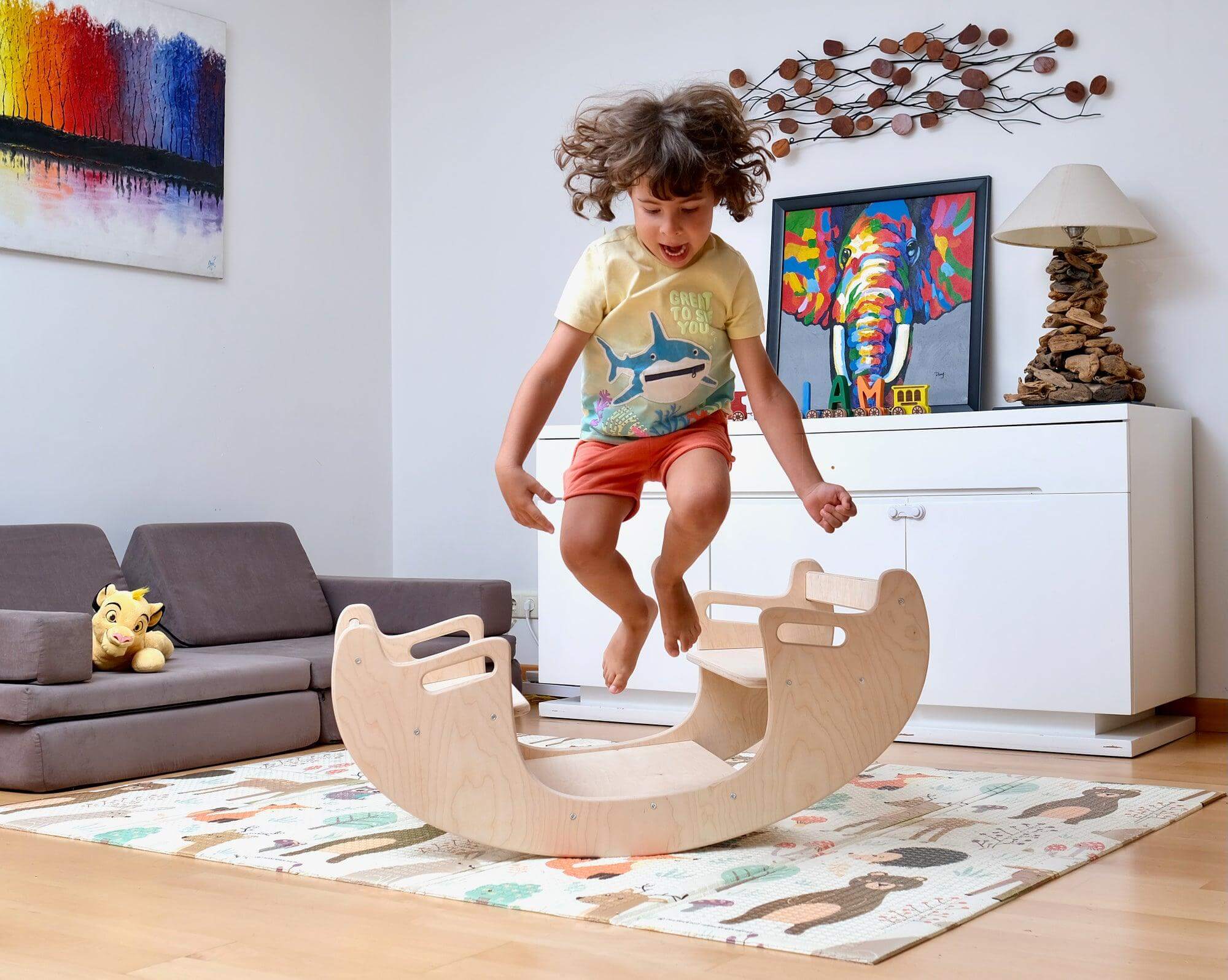 Montessori Wooden Seesaw & Table Chair Set | Eco-Friendly Kids Furniture - Kidodido