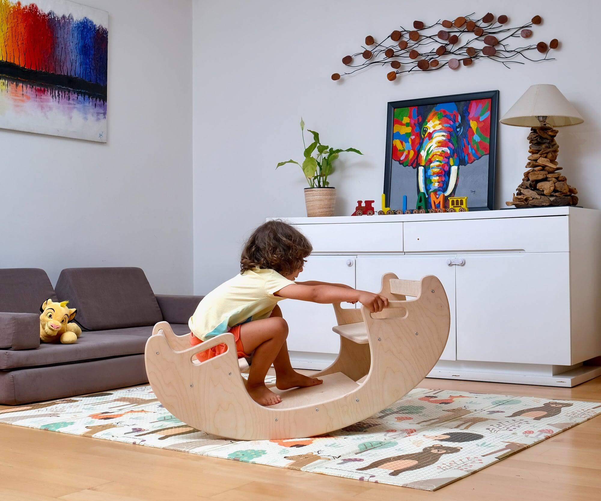 Montessori Wooden Seesaw & Table Chair Set | Eco-Friendly Kids Furniture - Kidodido