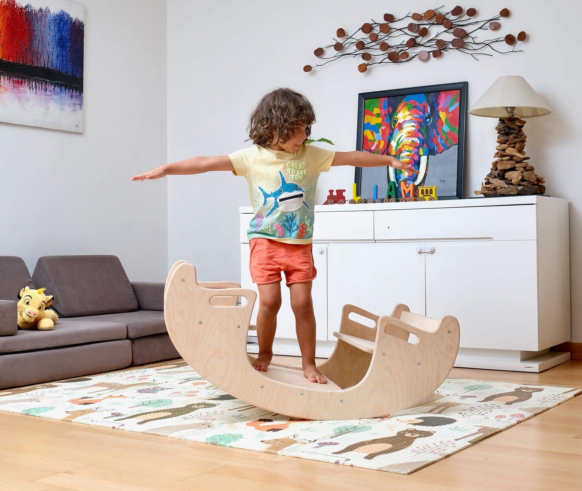 Montessori Wooden Seesaw & Table Chair Set | Eco-Friendly Kids Furniture - Kidodido