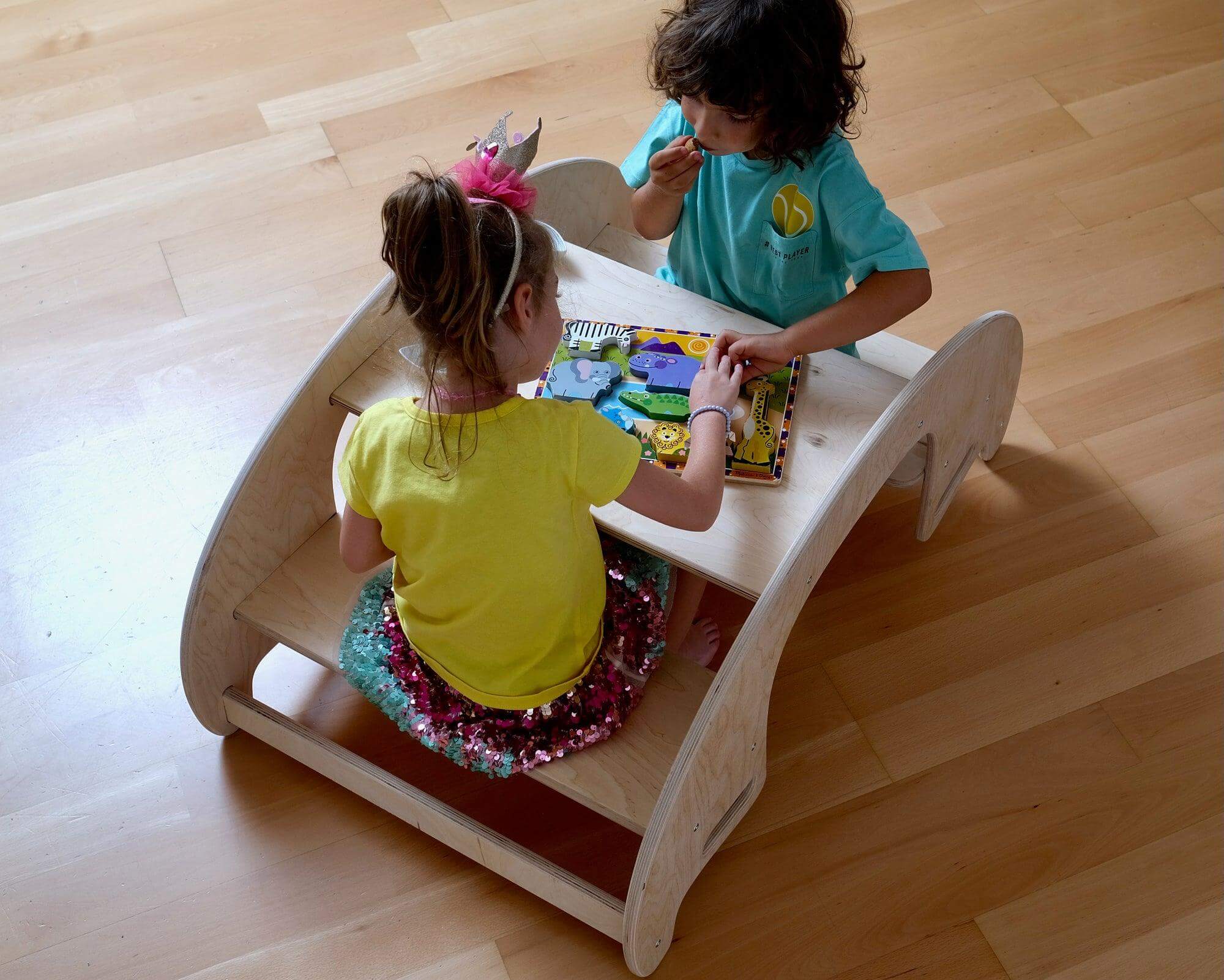 Montessori Wooden Seesaw & Table Chair Set | Eco-Friendly Kids Furniture - Kidodido