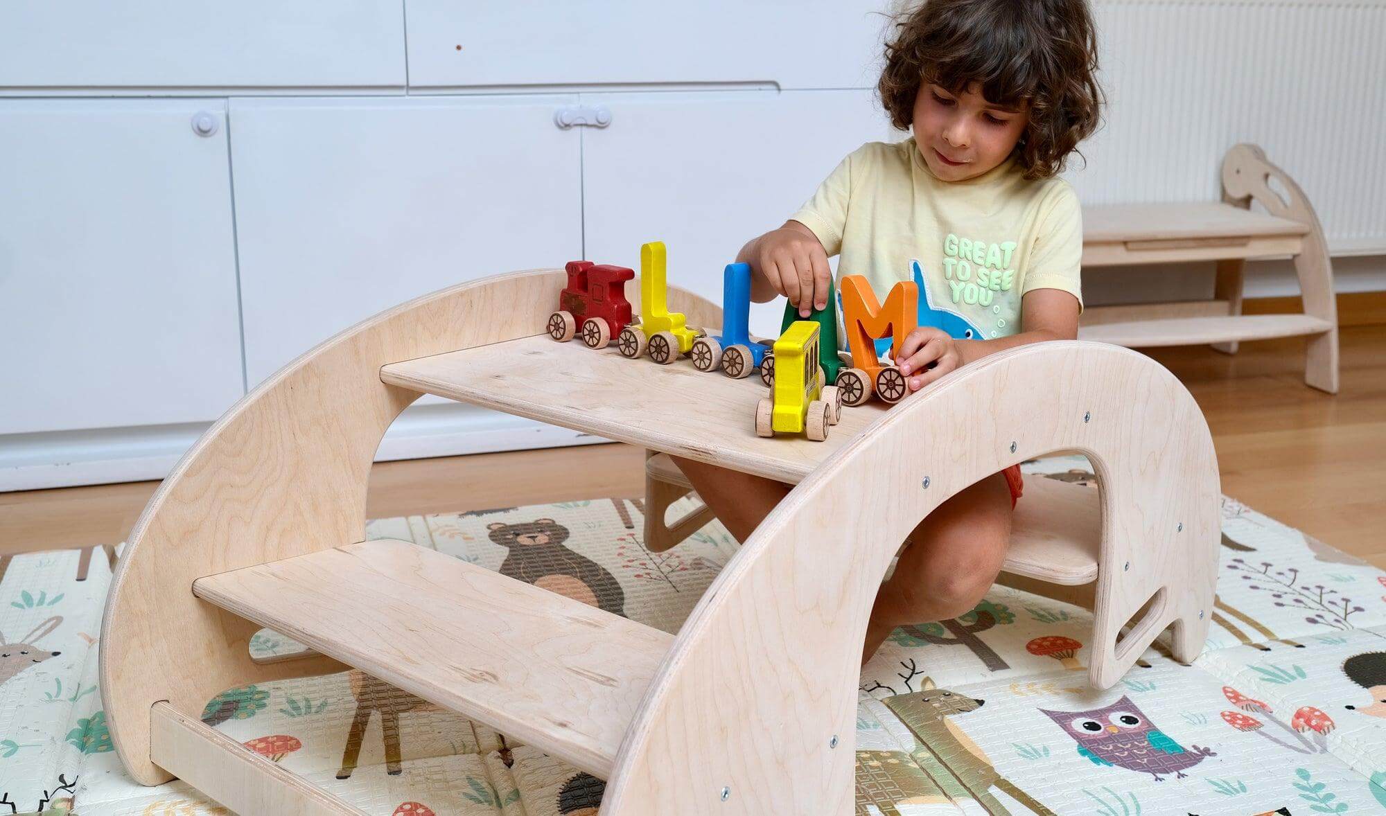 Montessori Wooden Seesaw & Table Chair Set | Eco-Friendly Kids Furniture - Kidodido